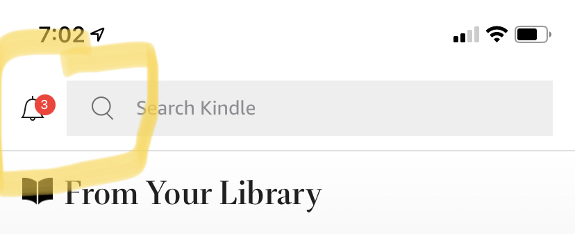 Kindle notifications bell